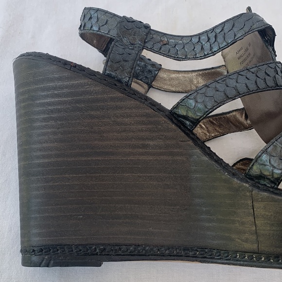 Coach Mallorie Black Wedge Platform Gladiator sandals Sz9 - Picture 8 of 14